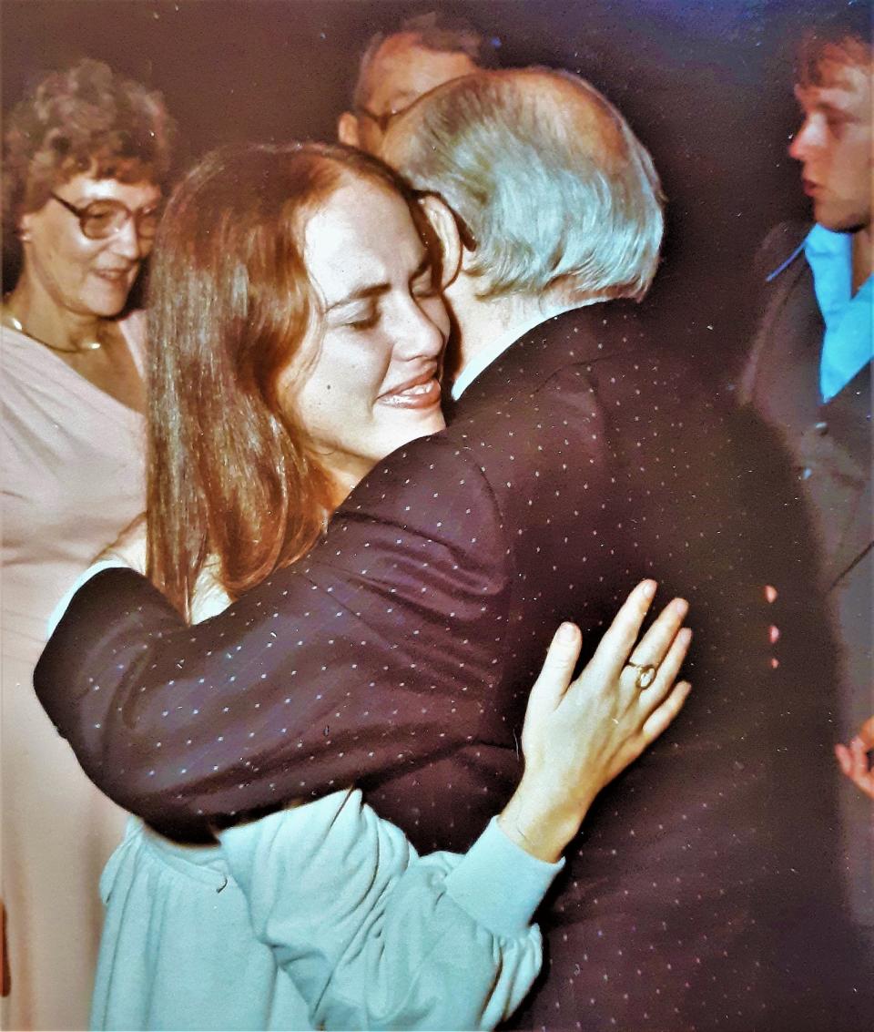 A younger Saralee says goodbye to her dad.  [Michael J. Friedman]