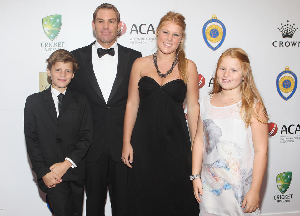 Shane Warne with his three children