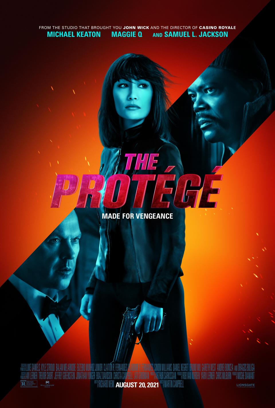 Maggie Q dominates "The Protege" and the movie poster. But not the credits.