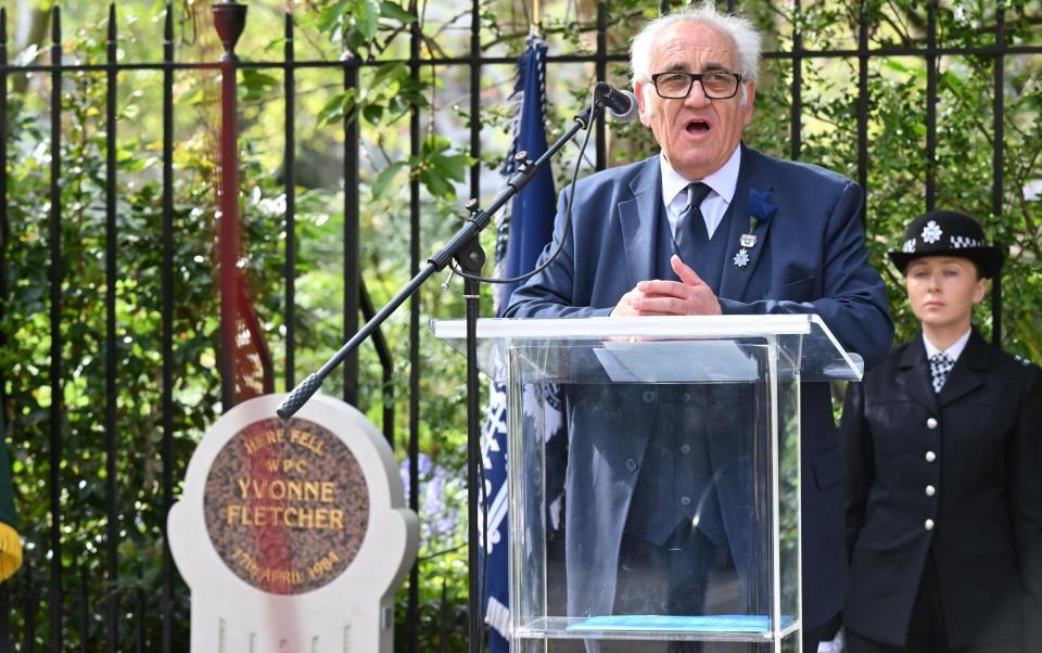 John Murray speaks at the 40th anniversary memorial for Yvonne Fletcher