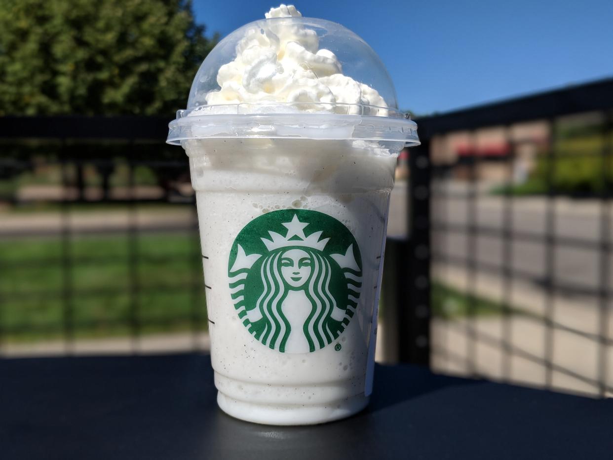 This Cotton Candy Frappuccino is indeed available if you think to ask for it. (Photo: Lee Breslouer)