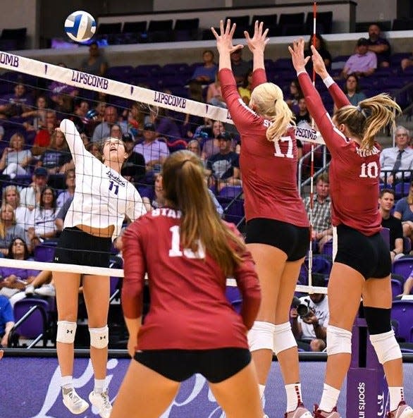 A record crowd of 3,167 attended the Lipscomb-Stanford volleyball match at Allen Arena.