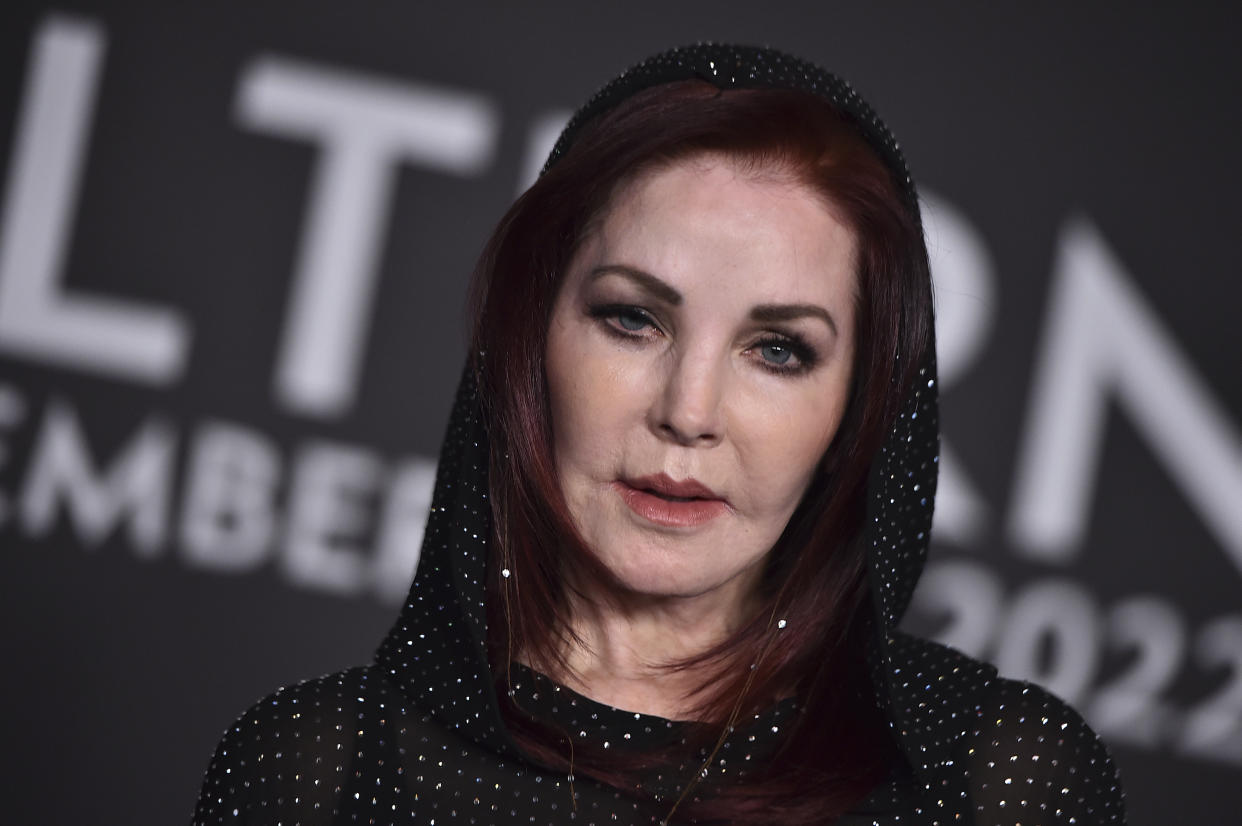 FILE - Priscilla Presley arrives at the Celine Fall/Winter 2023 Fashion Show, Dec. 8, 2022, at The Wiltern in Los Angeles. On Thursday, Jan. 26, 2023, Priscilla Presley filed legal documents disputing who oversees the estate of her late daughter Lisa Marie Presley. Lisa Marie Presley, singer and only child of Elvis Presley, died at a hospital at age 54 on Jan. 12. (Photo by Jordan Strauss/Invision/AP, File)