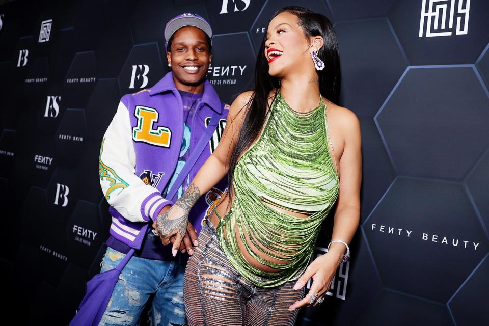 A$AP Rocky and Rihanna celebrate Fenty Beauty &amp; Fenty Skin at Goya Studios on February 11, 2022 in Los Angeles, California.