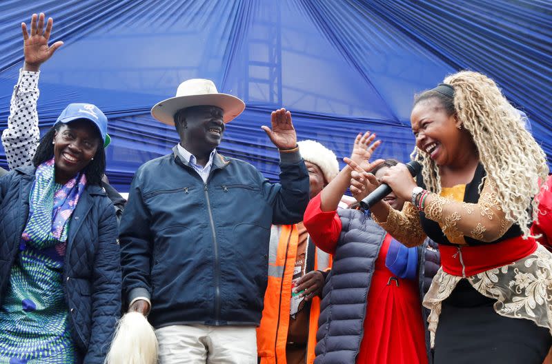 FILE PHOTO: Kenya's opposition leader and presidential candidate Raila Odinga campaigns in Kiambu