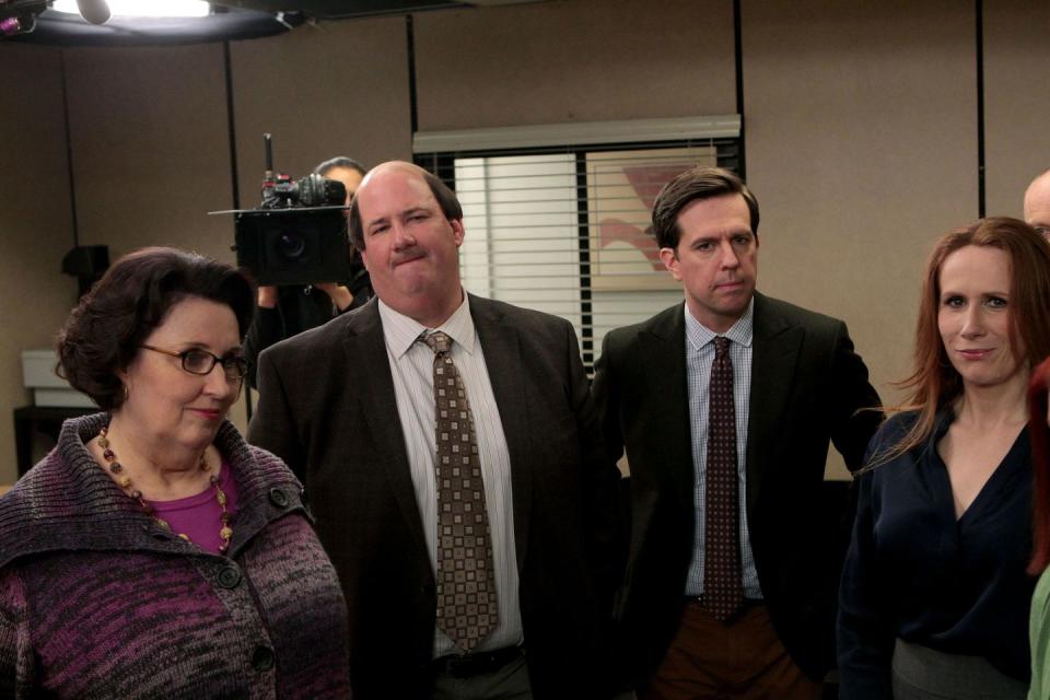 <p>Fans of <em>The Office </em>will be pleased to discover that the on-screen chemistry between Andy (Ed Helms) Kevin (Brian Baumgartner) is 100 percent real; their rapport comes from their years of attending The Westminster Schools in Atlanta together. Helms has nothing but good things to say about his castmate and former classmate, posting on a <a href="https://www.reddit.com/r/IAmA/comments/1n6z2h/ed_helms_completely_naked_ready_to_bare_it_all/ccfym1b/" rel="nofollow noopener" target="_blank" data-ylk="slk:Reddit;elm:context_link;itc:0;sec:content-canvas" class="link ">Reddit</a> thread in 2014 that Baumgartner is "a smart, hilarious, down-to-earth fella."</p>