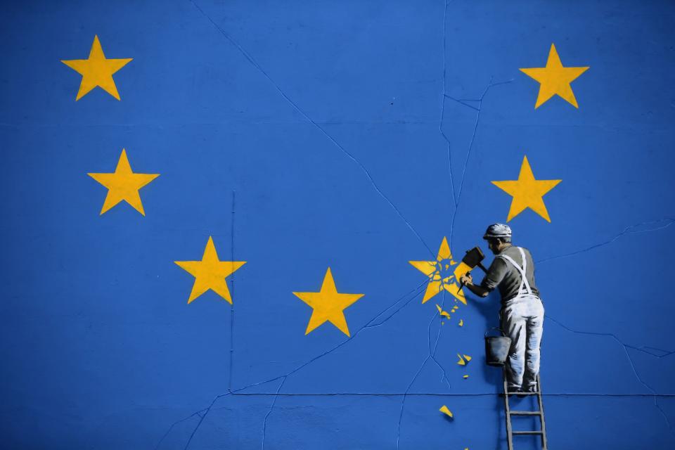 To catch a falling star: Graffiti artist Banksy’s Brexit-themed mural in Dover (AFP/Getty)