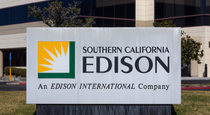 Southern California Edison sign and logo EIX stock