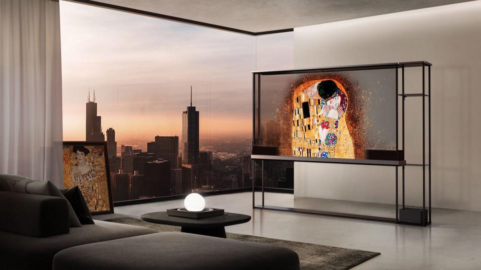 <p><a href="https://www.lgnewsroom.com/2024/01/worlds-first-wireless-transparent-oled-tv-redefines-the-screen-experience/" rel="nofollow noopener" target="_blank" data-ylk="slk:Shop Now;elm:context_link;itc:0;sec:content-canvas" class="link ">Shop Now</a></p><p>OLED T</p><span class="copyright">LG</span>