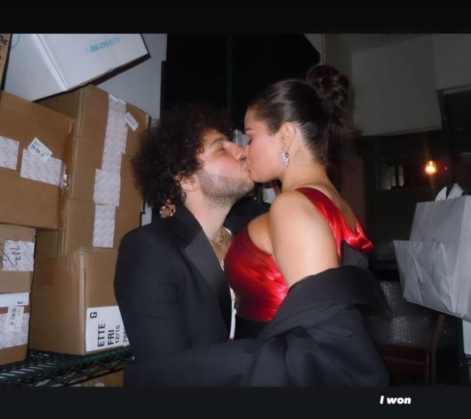 Gomez and Blanco shared a kiss at the Golden Globes (Selena Gomez Instagram)