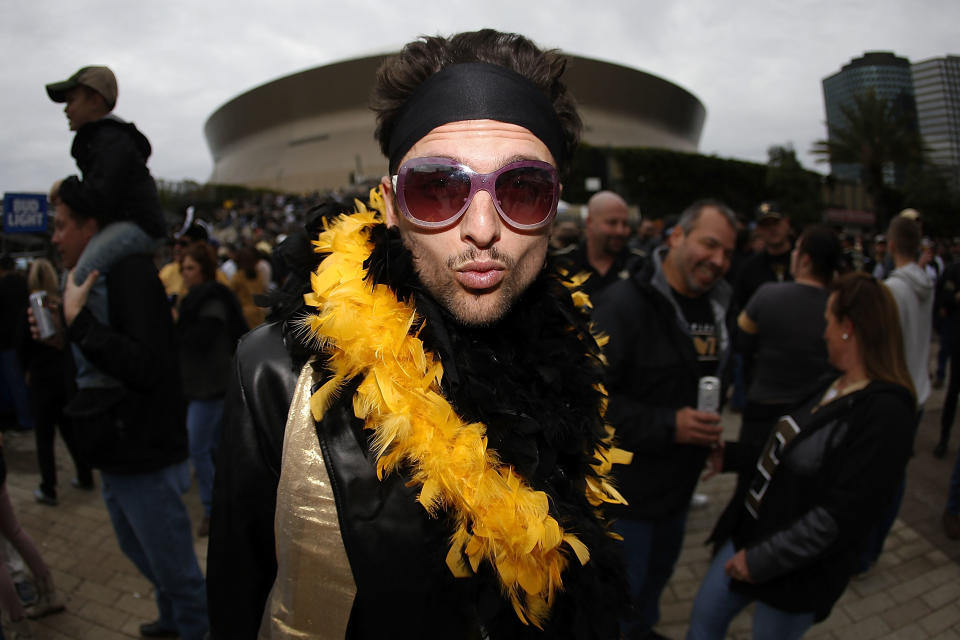 <p>A New Orleans Saints fan is seen prior to the NFC Wild Card playoff game between the New Orleans Saints and the Carolina Panthers at the Mercedes-Benz Superdome on January 7, 2018 in New Orleans, Louisiana. (Photo by Jonathan Bachman/Getty Images) </p>