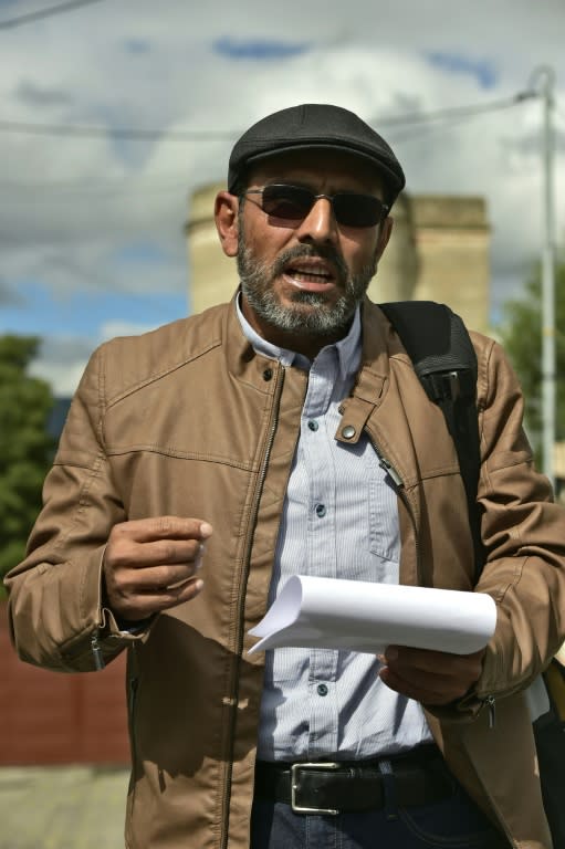 ELN guerrilla delegation member Bernardo Tellez arriving at the Cashapamba estate in Sangolqui, Ecuador on July 24, 2017, ahead of the beginning of the third round of peace talks with the Colombian government