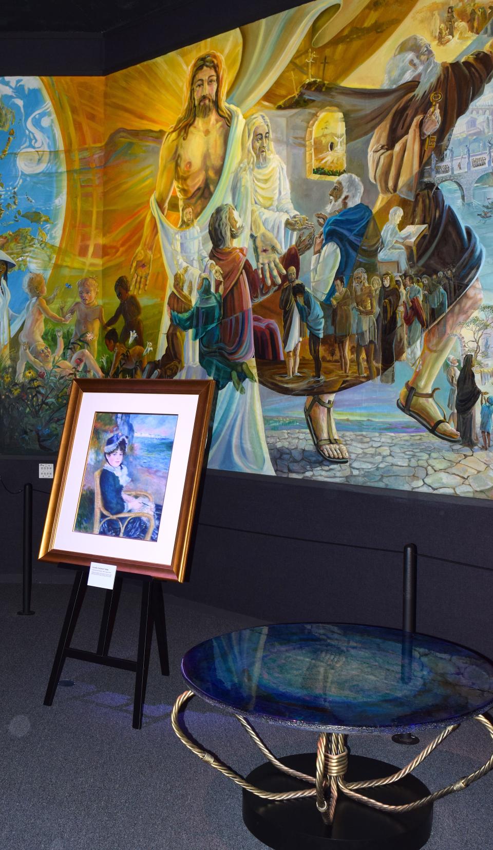 This piece, created by Abner Henry and inspired by the Renoir masterpiece and its connection to the cyclorama mural at Behalt, was one of seven featured at a one-day show in Holmes County.
