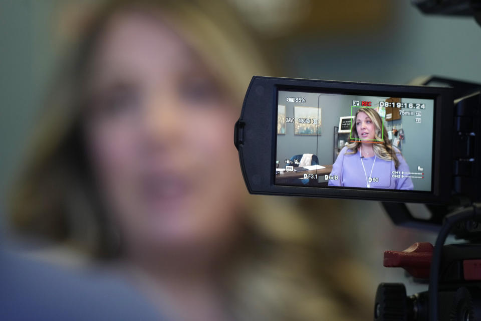 Web designer Lorie Smith is shown in her office on Monday, Nov. 7, 2022, in the southwest part of Littleton, Colo. (AP Photo/David Zalubowski)