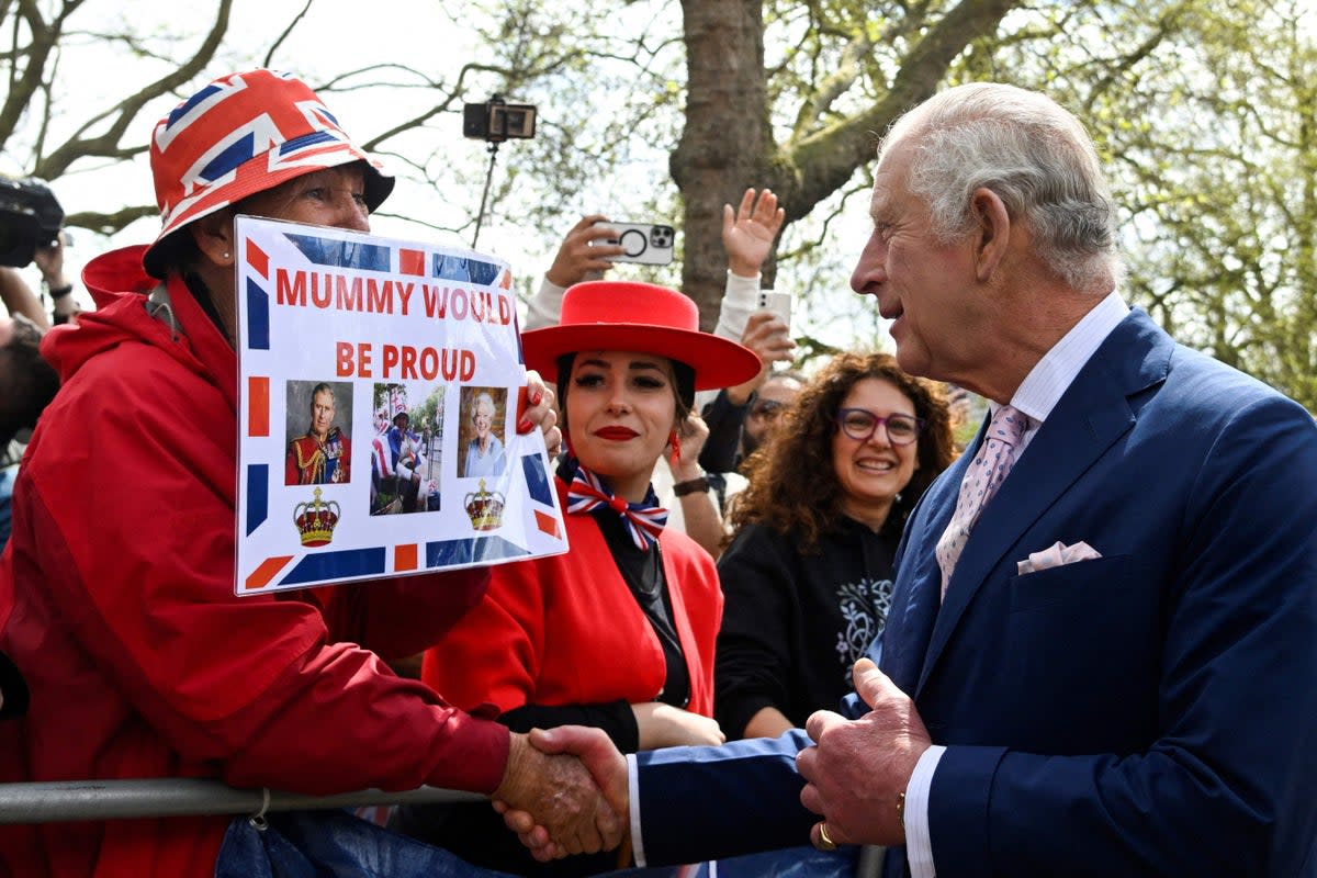 King Charles meets members of the public on The Mall (POOL/AFP/Getty)