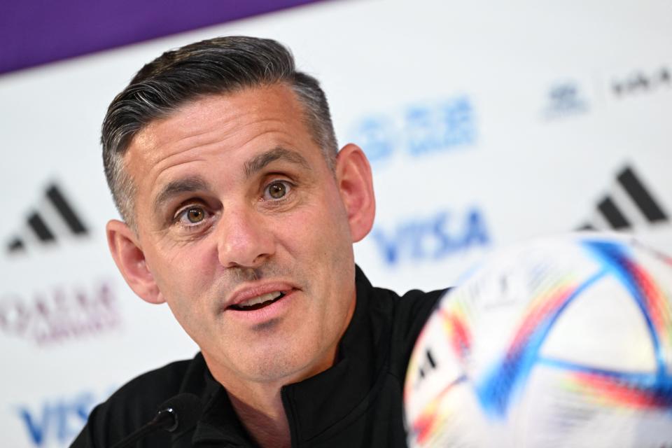 Canada's English coach #00 John Herdman attends a press conference at the Qatar National Convention Center (QNCC) in Doha on November 26, 2022, on the eve of the Qatar 2022 World Cup football match between Croatia and Canada. (Photo by Patrick T. FALLON / AFP) (Photo by PATRICK T. FALLON/AFP via Getty Images)