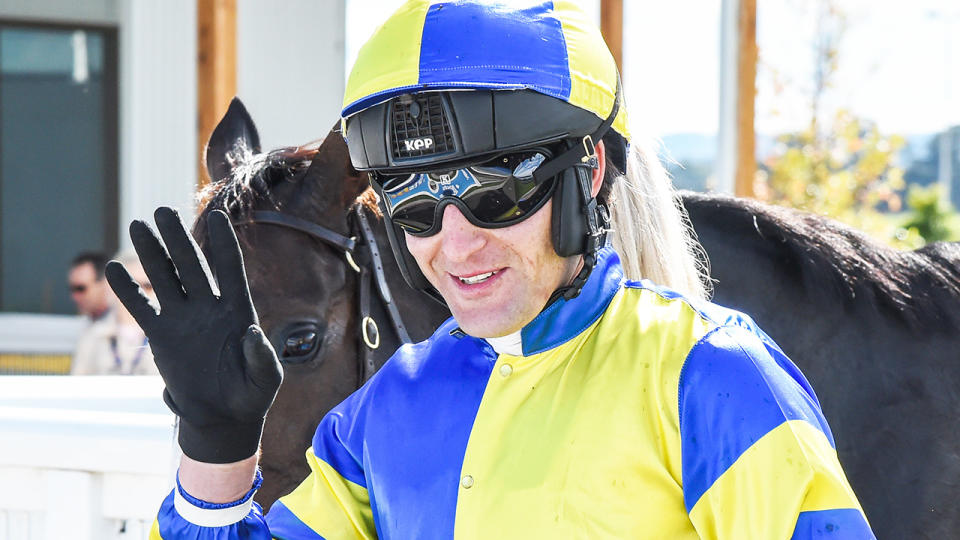 Jockey Steven Pateman was taken to hospital after a fall at the famous Warrnambool jumps, with his mount, Sir Isaac Newton euthanised as a result. (Brett Holburt/Racing Photos via Getty Images)