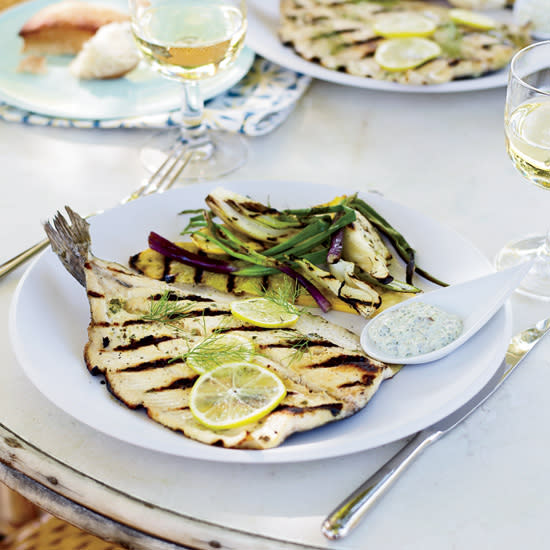 Grilled Trout with Lemon-Caper Mayonnaise