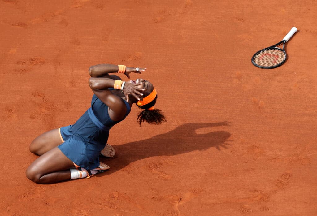 Serena Williams, of the U.S., celebrates as she defeats Russia’s Maria Sharapova during the women’s final match of the French Open tennis tournament at Roland Garros stadium Saturday, June 8, 2013 in Paris. (AP Photo/David Vincent, File)