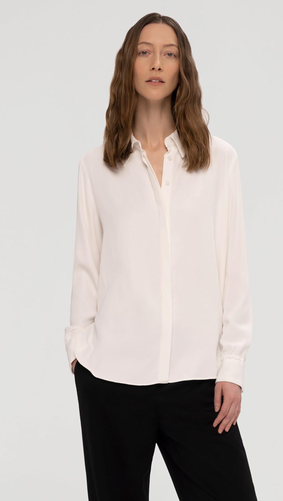 Collared Shirt in Viscose Crepe