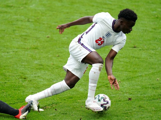 Bukayo Saka started in three games for England at Euro 2020