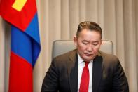 Mongolian President Battulga Khaltmaa attends an interview with Reuters in Ulaanbaatar