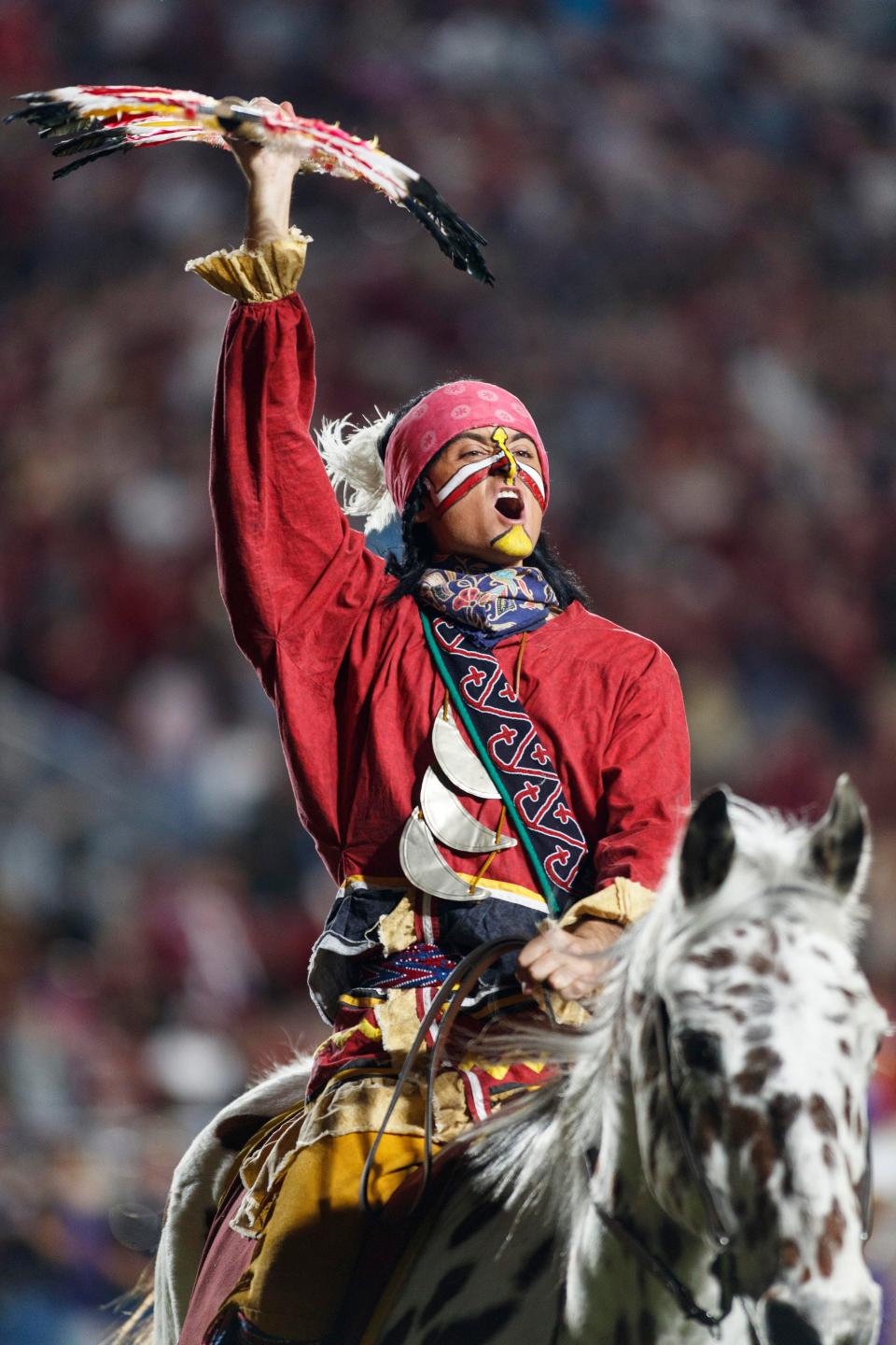 Nov 18, 2023; Tallahassee, Florida, USA; The Florida State Seminole celebrates a touchdown against the North Alabama Lions during the third quarter at Doak S. Campbell Stadium. Mandatory Credit: Morgan Tencza-USA TODAY Sports