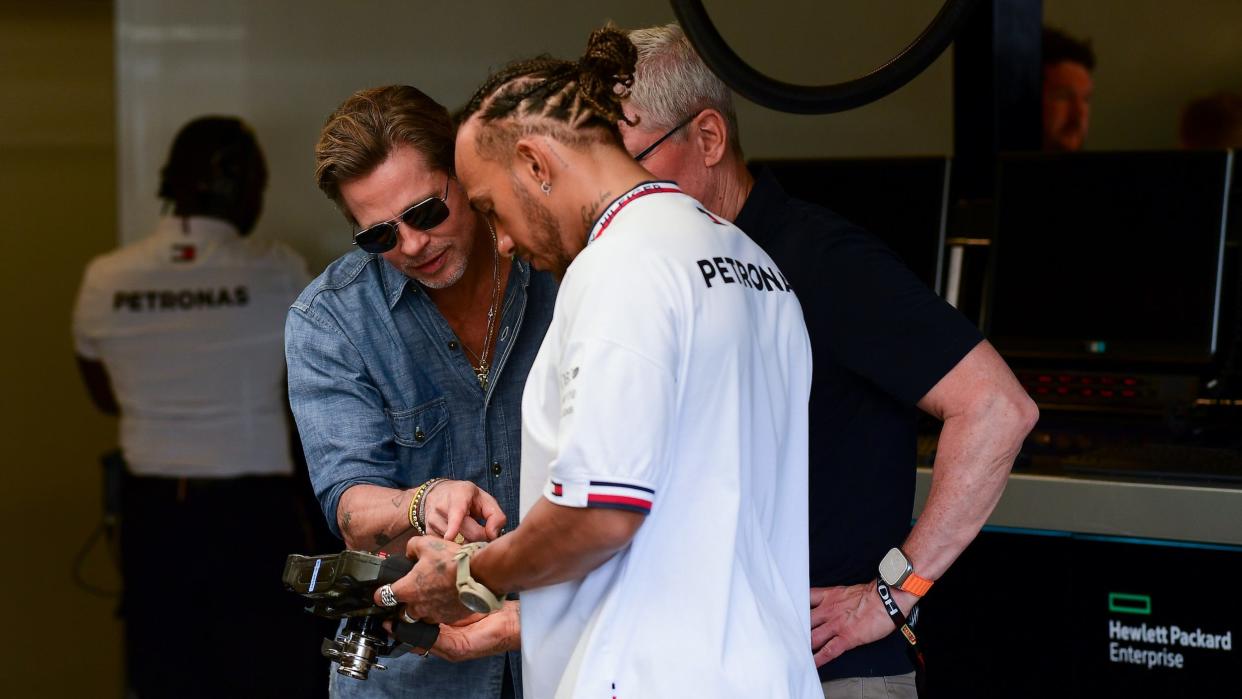 Brad Pitt and Lewis Hamilton at the US Grand Prix.