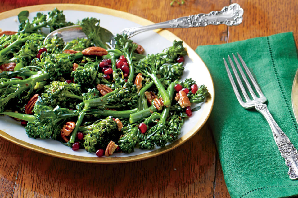 Broccolini with Pecans and Cane Syrup Vinaigrette