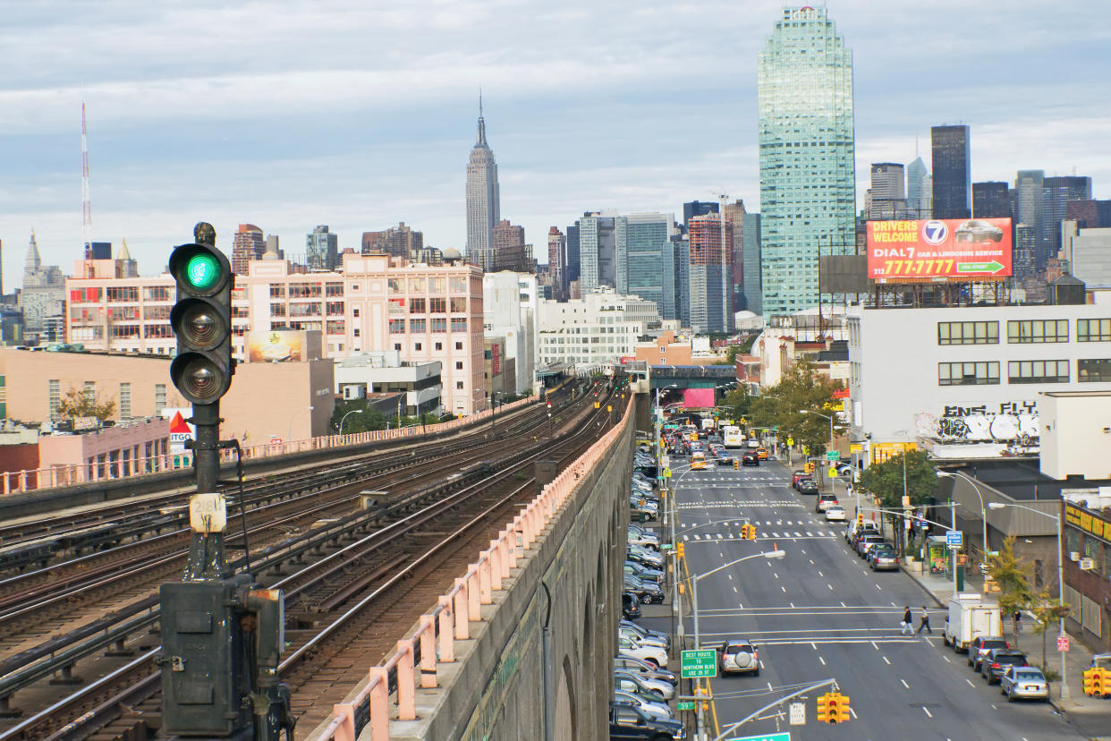 NEW YORK CITY - SEPTEMBER 19: Queens Boulevard is a major thoroughfare in the New York City borough of Queens connecting Midtown Manhattan, via the Queensboro Bridge, to Jamaica. September 19, 2012  in Manhattan, New York City.