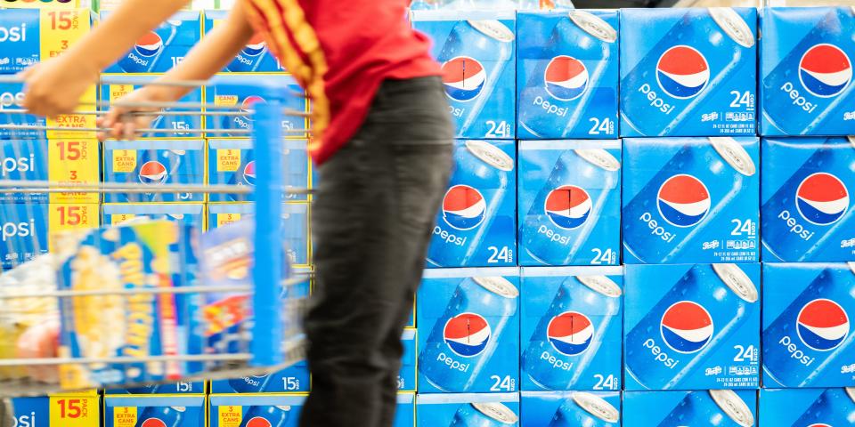 Pepsi sodas on display at a Walmart Supercenter in Austin, Texas.