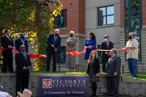 General (Ret.) John F. Kelly, a former White House Chief of Staff and Secretary of Homeland Security, cuts the ribbon to Burlington Capital’s Victory II Apartments in Omaha, a 60-unit apartment complex that provides housing and health, wellness and job training services to homeless veterans.