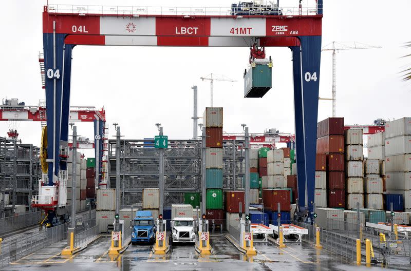 FILE PHOTO: Containers are seen at the port in San Pedro, California