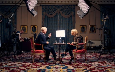 BBC Journalist Emily Maitlis sits opposite Prince Andrew in Buckingham Palace as she interviews him about his relationship with Jeffrey Epstein.  - Credit: Mark Harrington/BBC/PA Wire