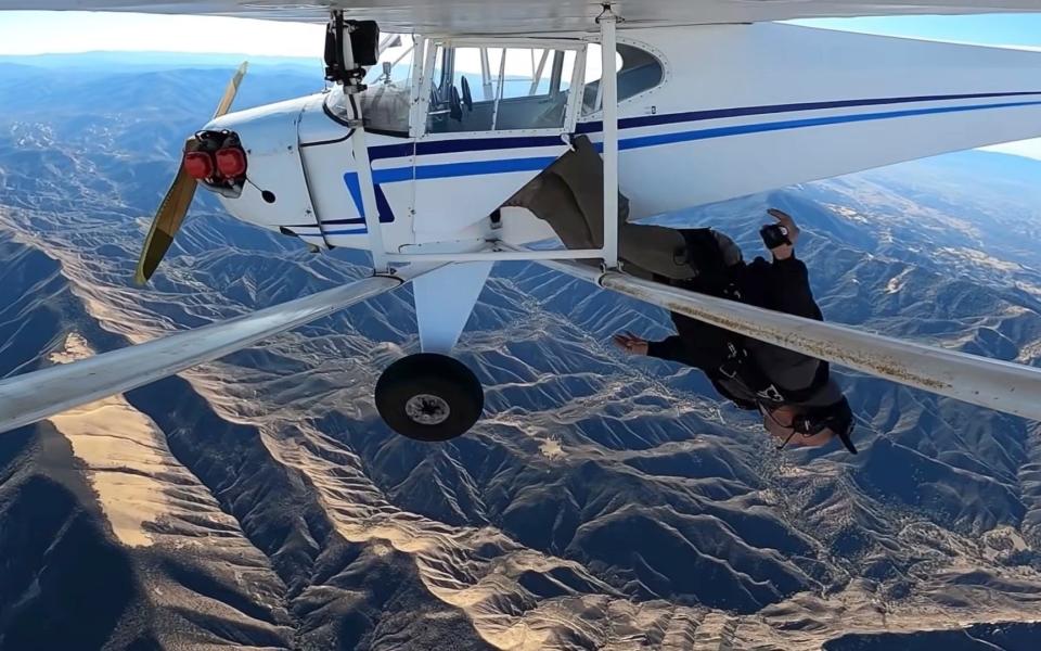 He filmed himself jumping out of the aircraft