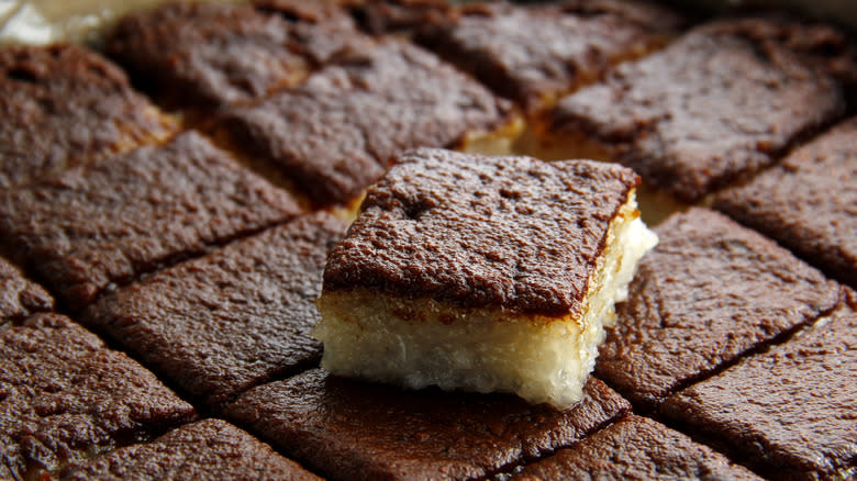 Bibingka cake cut into squares