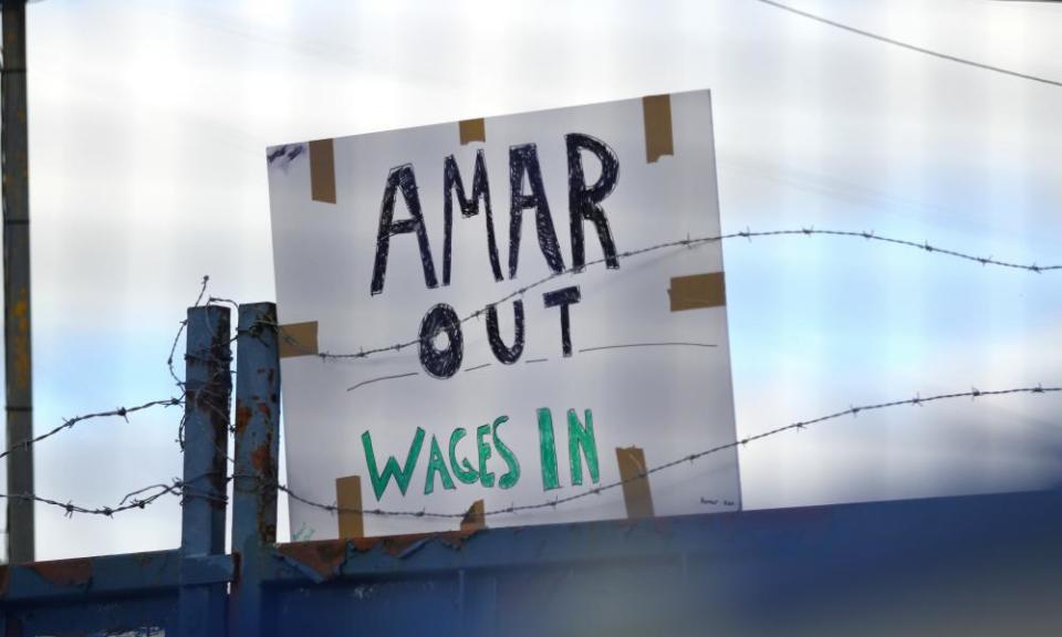 A protest sign aimed at Macclesfield’s owner Amar Alkadhi last November.