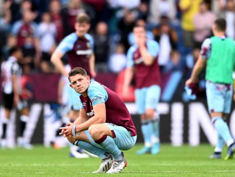 James Tarkowski reacts to Burnley’s relegation (Getty)