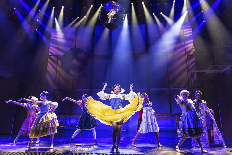 This image released by Vivacity Media Group shows Aisha Jackson and the company during a performance of the musical "Once Upon a One More Time." (Matthew Murphy/Vivacity Media Group via AP)