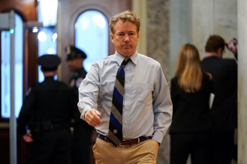 Senator Paul (R-KY) arrives as the Trump impeachment trial continues in Washington.