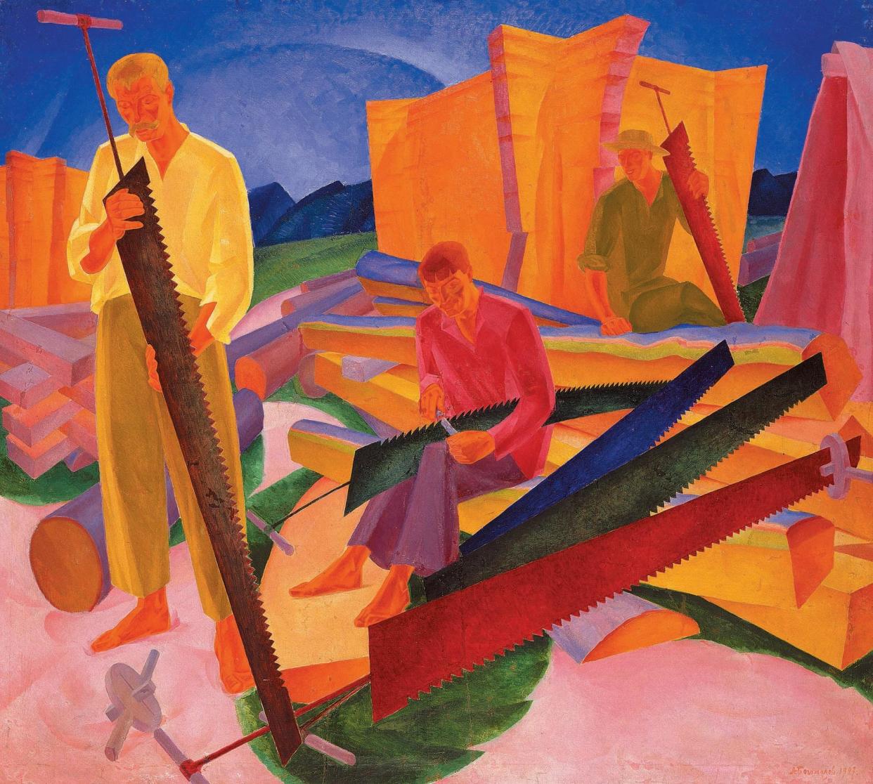 <span>Sharpening the Saws by Oleksandr Bohomazov, 1927.</span><span>Photograph: National Art Museum of Ukraine</span>