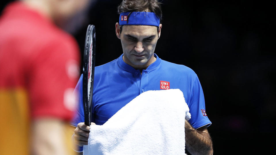 Roger Federer in action at the ATP Finals. (Photo by Fred Lee/Getty Images)