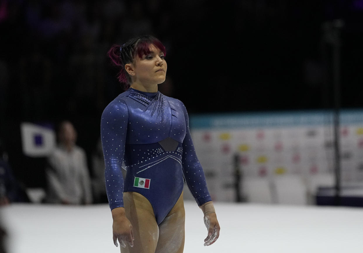 Alexa Moreno preparada para una rutina en octubre de 2023, durante el Campeonato Mundial de Bélgica. (Ulrik Pedersen/DeFodi Images via Getty Images)