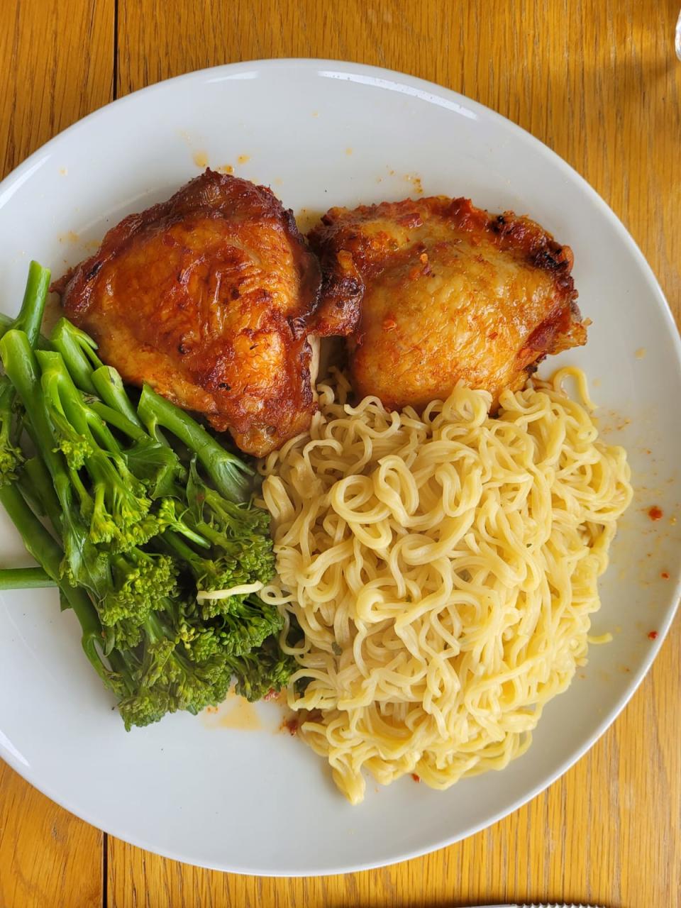 This meal of chicken, noodles and broccoli cost Helen 24p for two servings (Collect/PA Real Life)