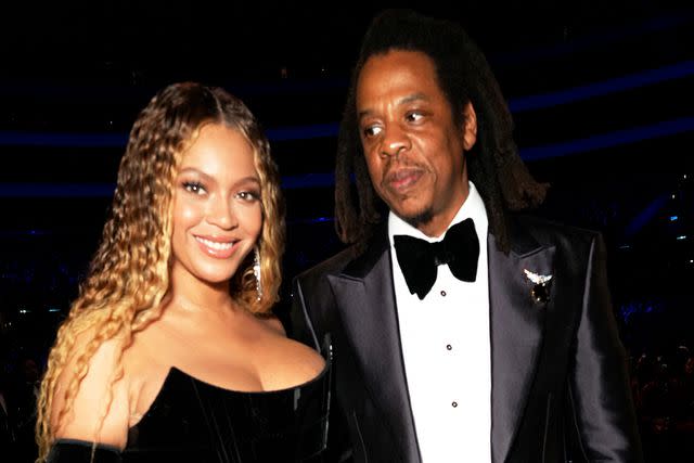 <p>Kevin Mazur/Getty</p> Beyonce and Jay-Z February 5, 2023 in Los Angeles, California.