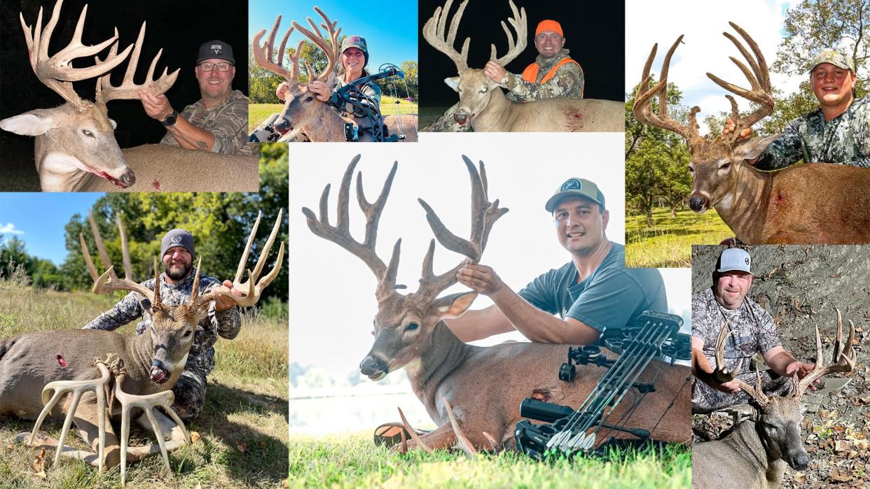 photo collage of the biggest whitetail buck taken in September 2023