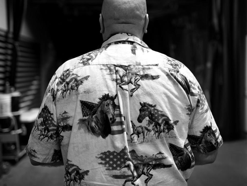 <p>A delegate shows off his shirt at the Democratic National Convention Wednesday, July 27, 2016, in Philadelphia, PA. (Photo: Khue Bui for Yahoo News)</p>