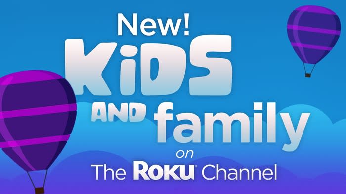 A banner ad for new kids and family content on The Roku Channel