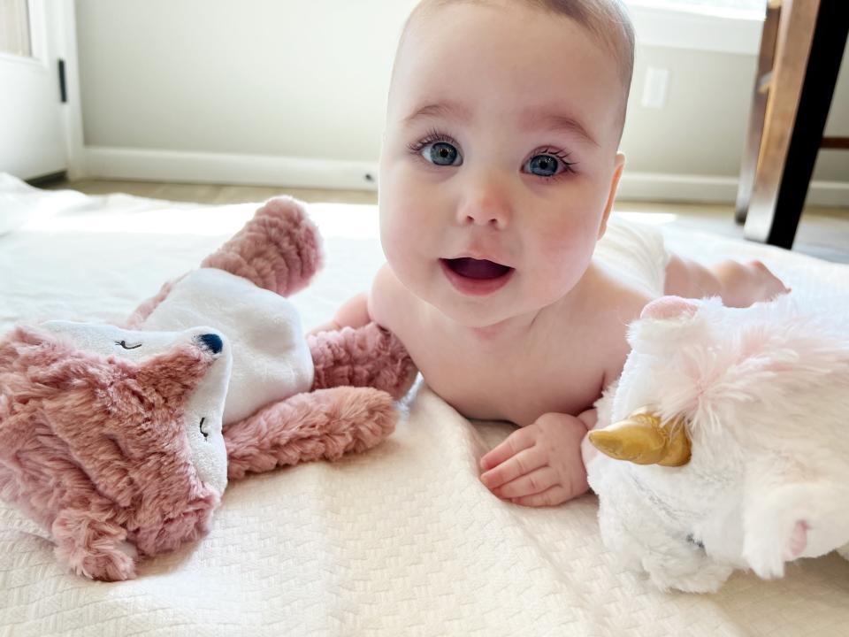 “We feel so grateful, so lucky to have this opportunity for Isa to be the Gerber Spokesbaby and share her smiley nature, share her laughter, her giggles, her cheeks and her eyelashes — those are two of my favorite features! — with the world,