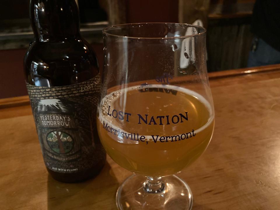 A Yesterday's Tomorrow ale brewed with plums, shown Jan. 4, 2024 at Lost Nation Brewing in Morrisville.